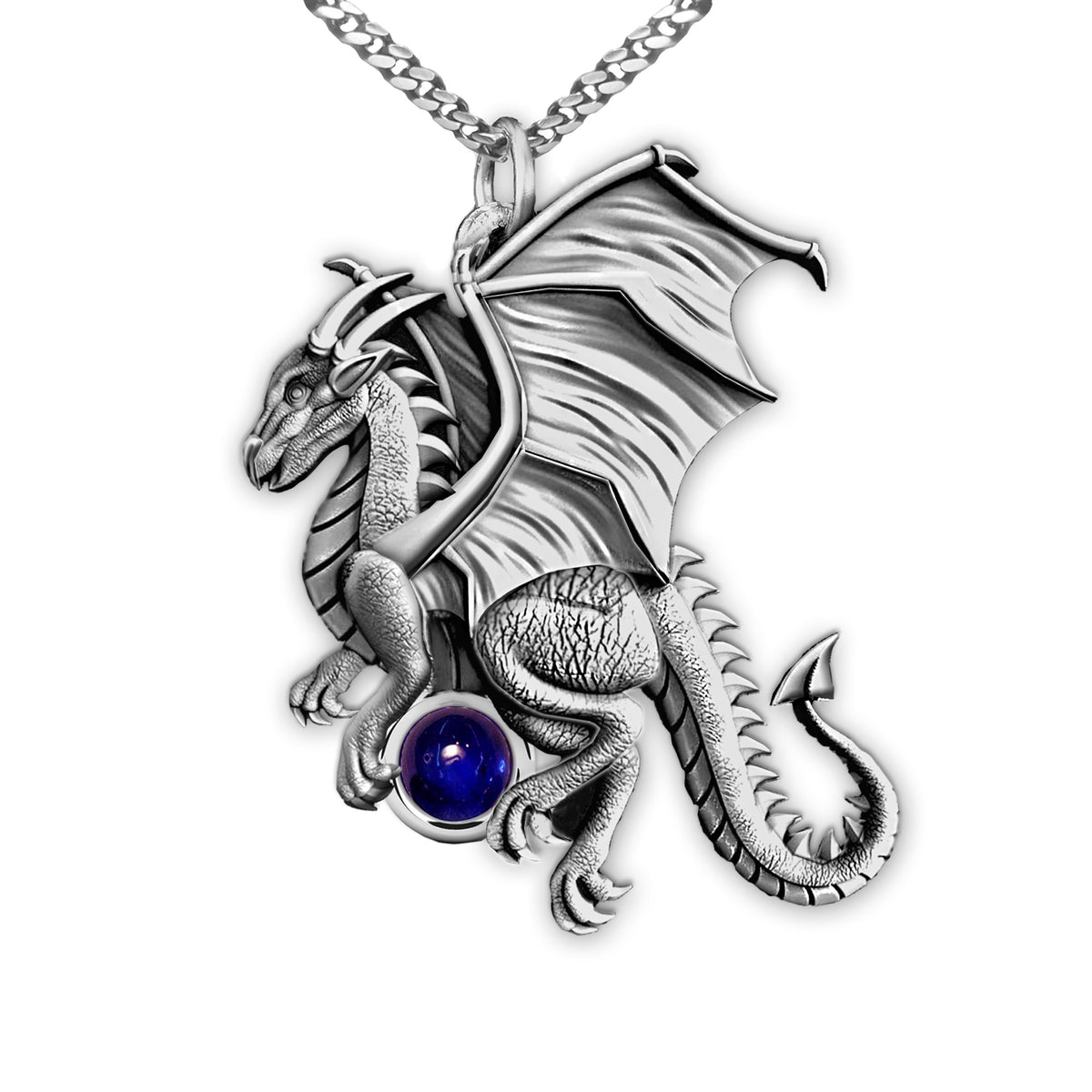 large dragon necklace with iolite orb