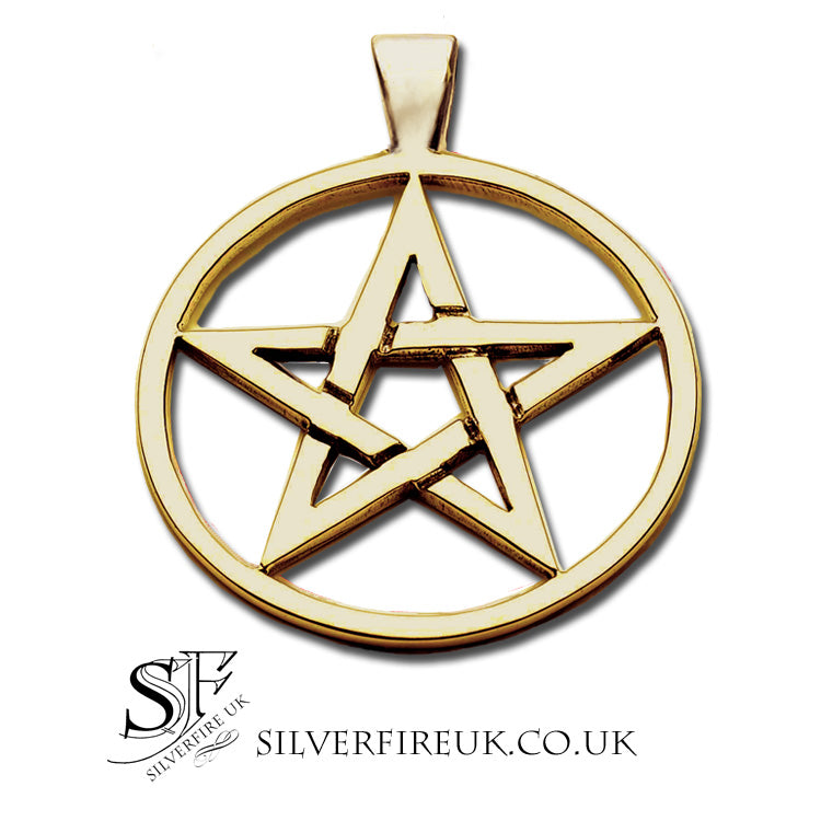 Large Gold Pentagram Pendant, 9ct yellow gold