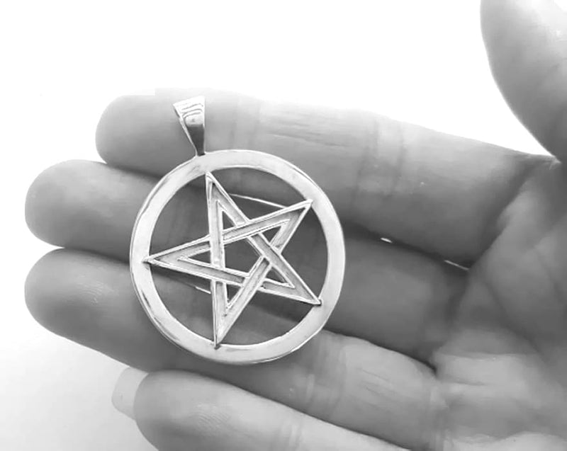 Large pentagram necklace, mens pagan necklace
