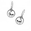Silver cat earrings with the cats walking the moon, luna cat earrings 