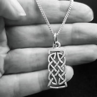 Mens Celtic Necklace oblong, sterling silver men's jewellery