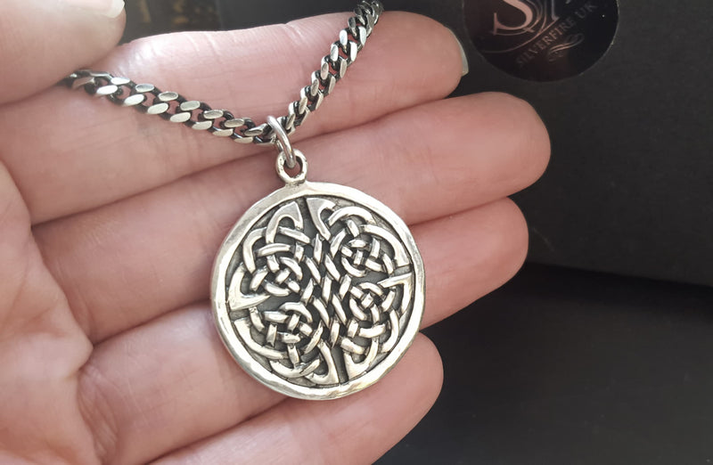 mens round celtic necklace jewellery solid silver