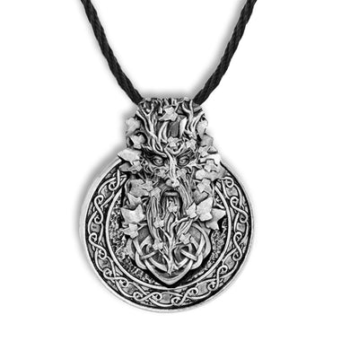 men's woodland green man celtic necklace