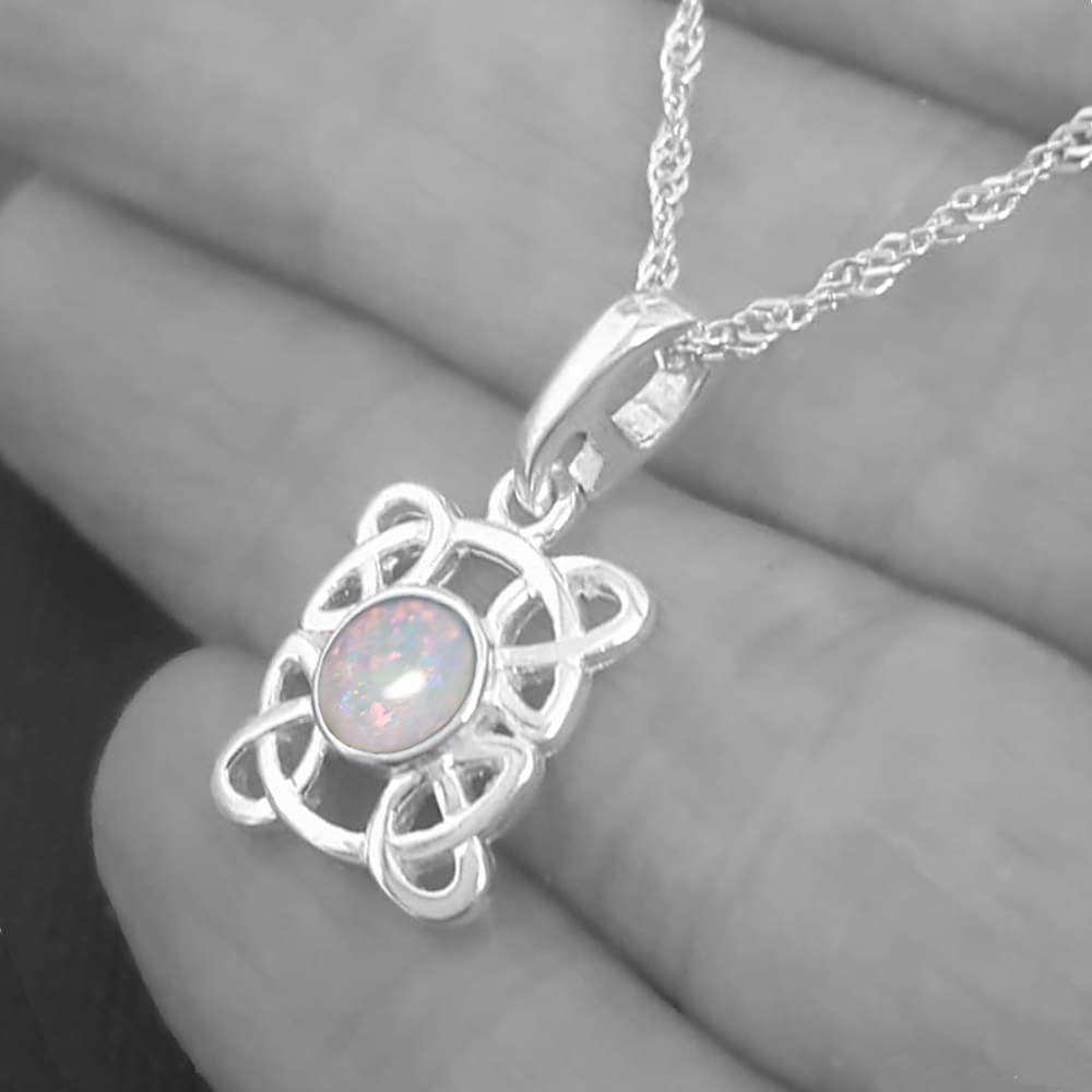 opal celtic necklace from our celtic jewellery range | SilverfireUK Jewellery 