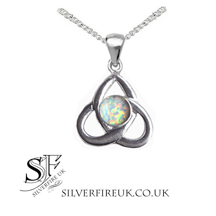 opal celtic triangle necklace
