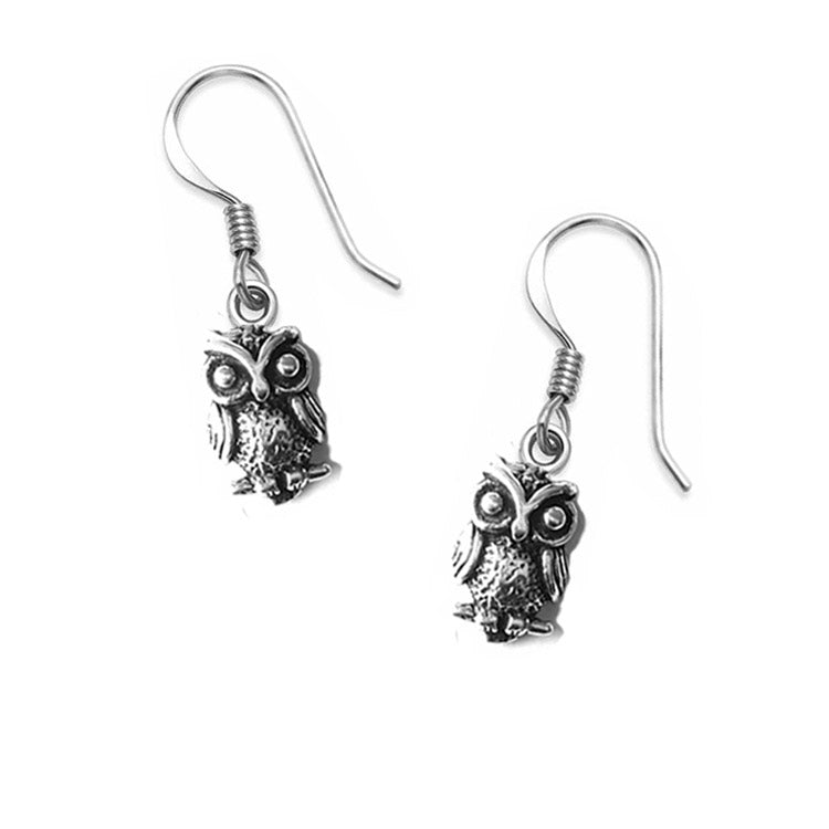 silver owl earrings
