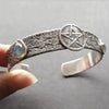 pagan pentagram cuff bracelet with labradorite teardrops 
