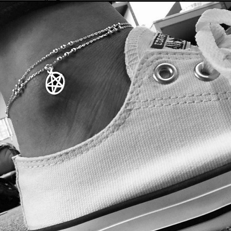 Silver Pentacle Anklet | SilverfireUK Pentagram Jewellery