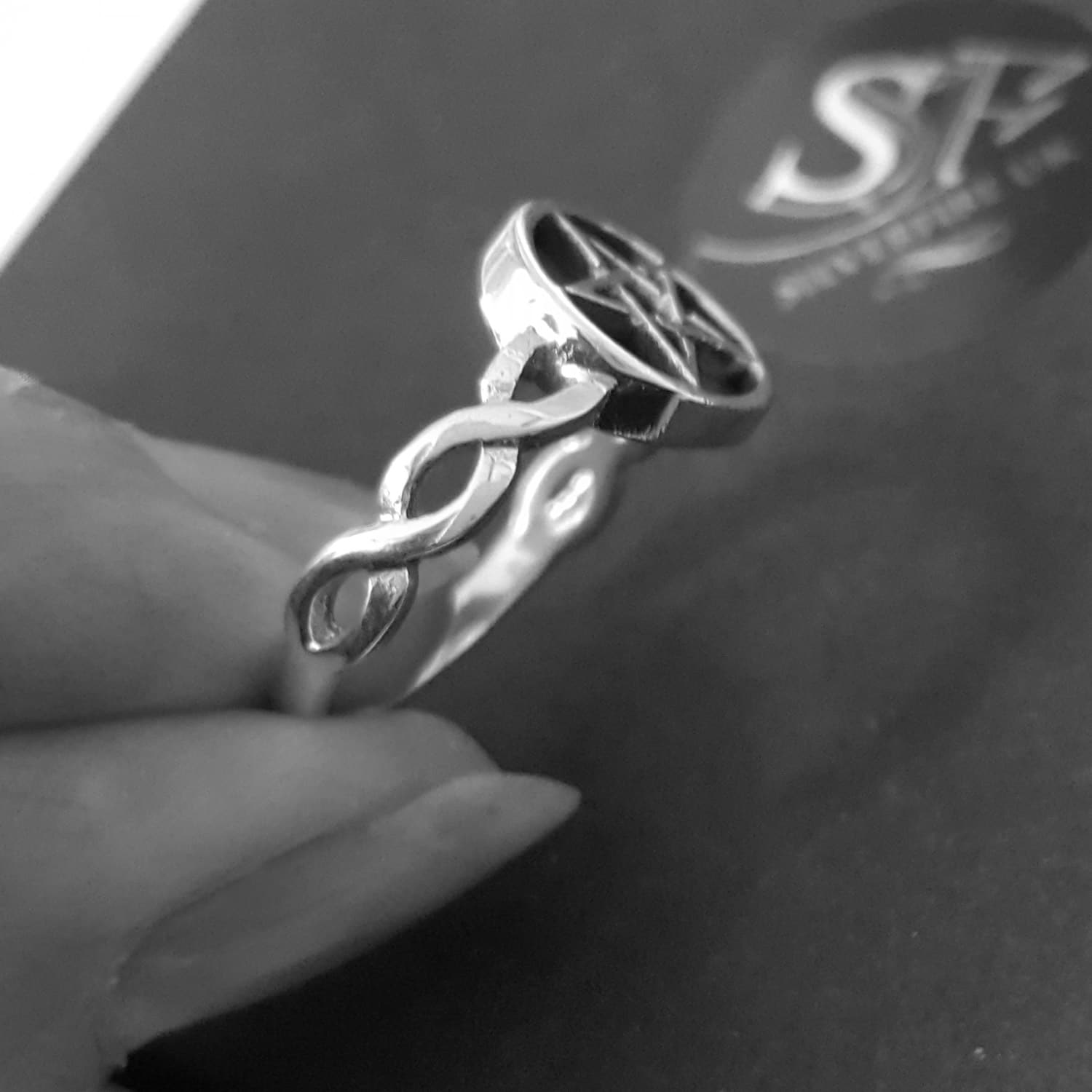 Pentacle Ring in Sterling Silver, Pagan Ring Jewellery