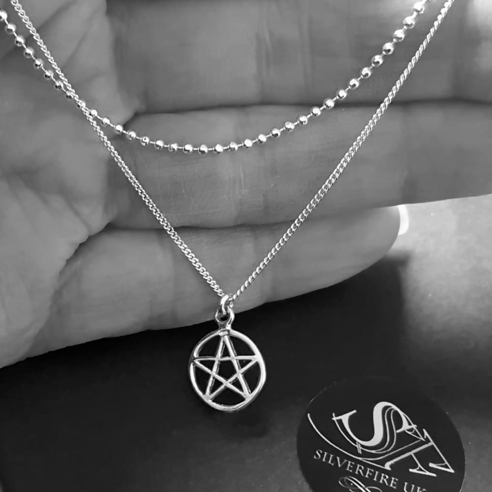 pentacle silver choker pentagram necklace