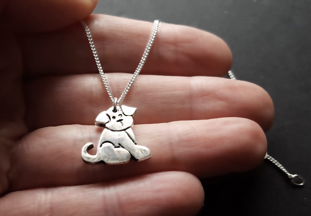 puppy dog necklace silver