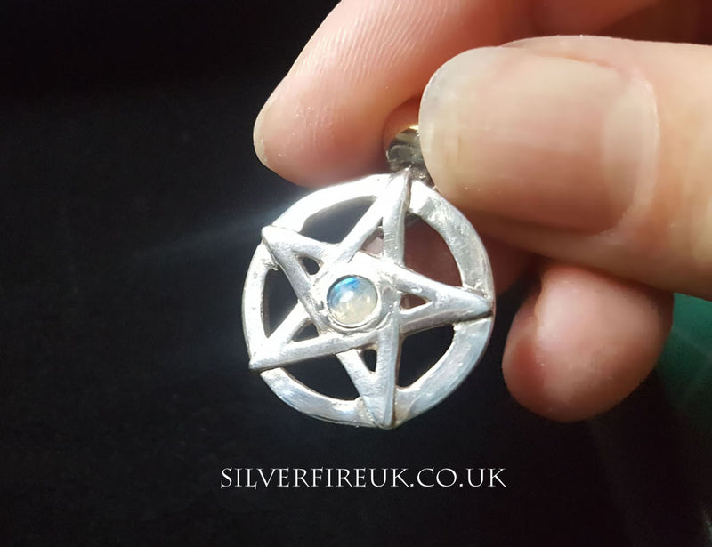 Pentagram Jewellery With Moonstone | SilverfireUK Jewellery | Pagan Wiccan Witch Pendant