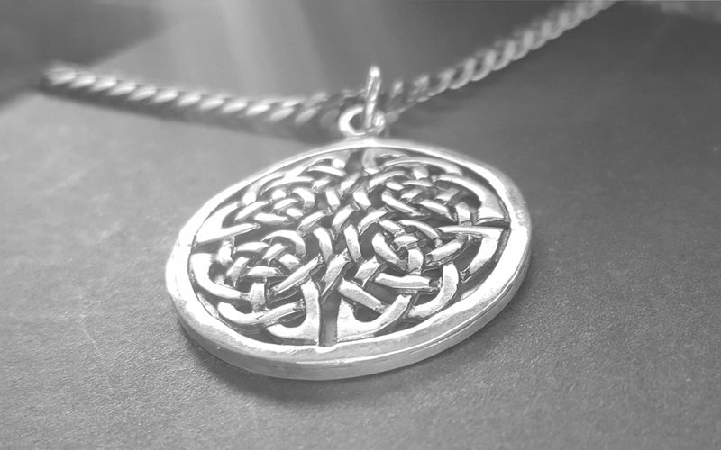mens celtic jewellery, ropund celtic necklace solid silver