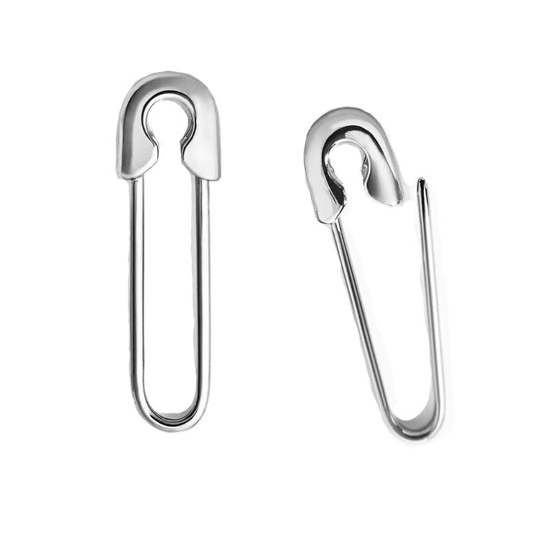silver safety pin earrings 