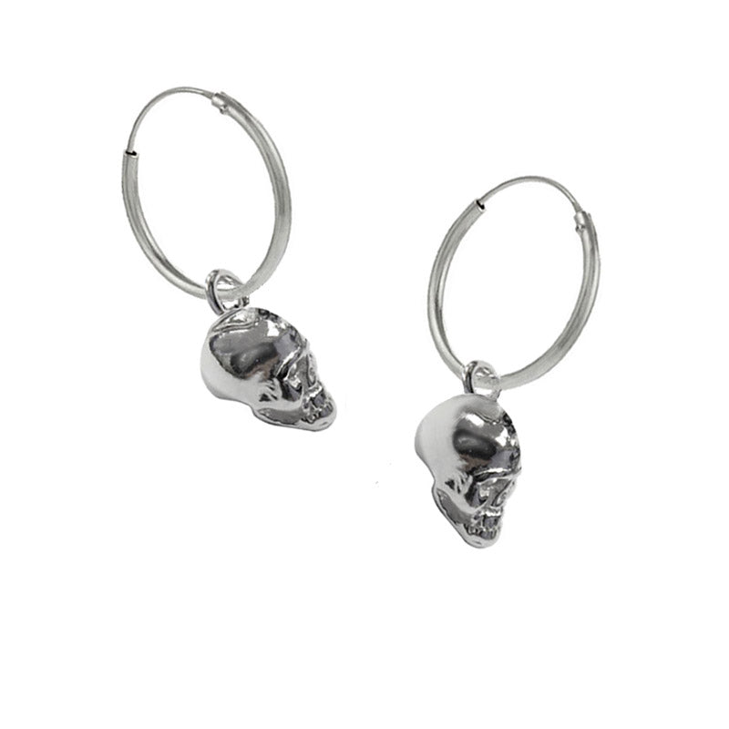 skull hoop earrings, 16mm hoop skulls