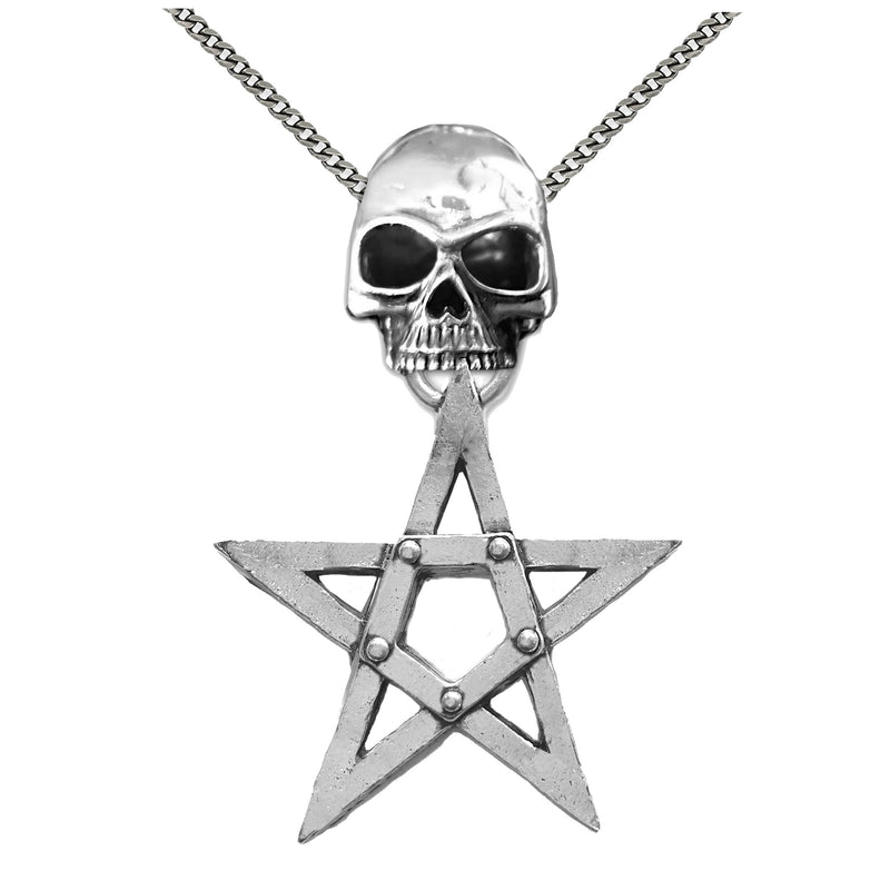 Skull Necklace, Skull Pentagram Necklace, SilverfireUK Gothic Jewellery