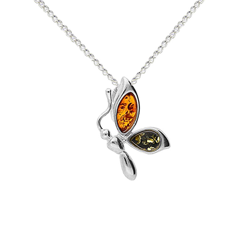 small amber butterfly necklace 