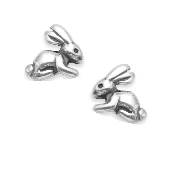 silver bunny rabbit earrings, small bunny studs, bunny rabbit jewellery 