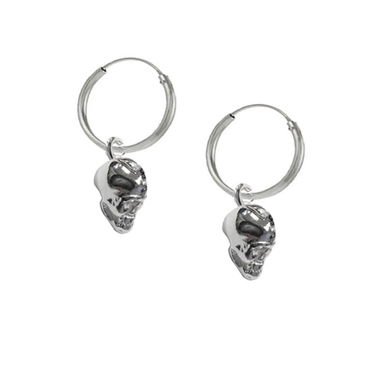 small skull hoop earrings