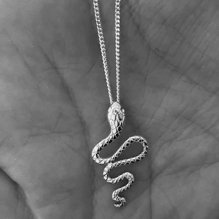 snake pendant necklace, 925 silver snake 