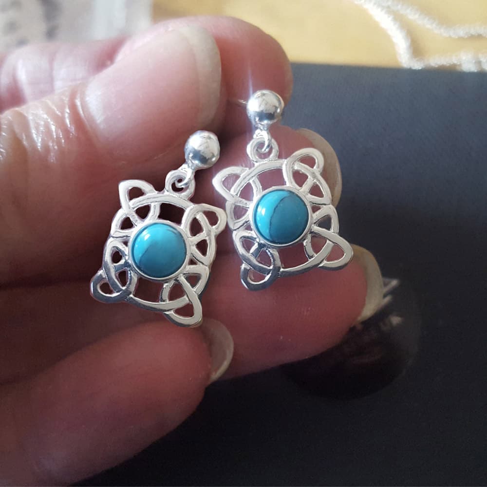 celtic drop earrings with turquoise