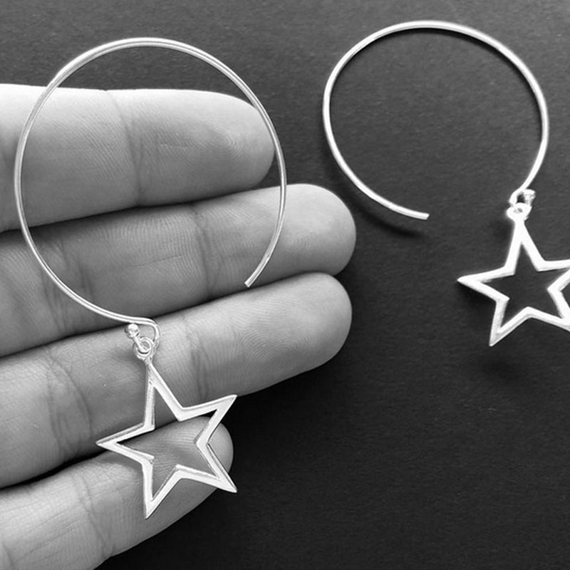 large star hoop earrings 