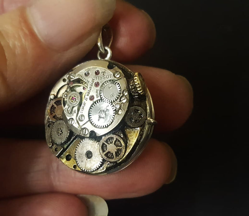 steampunk locket silver 
