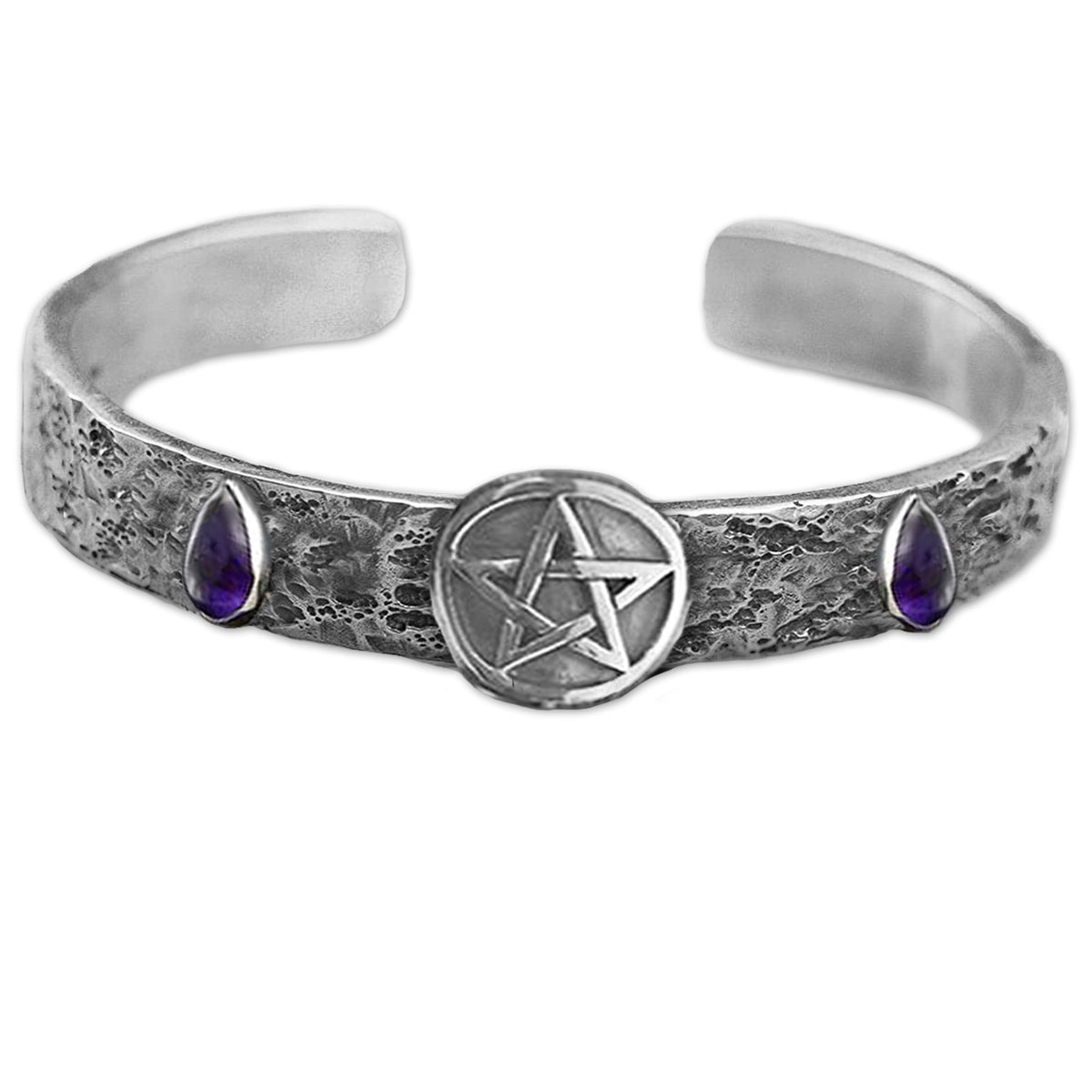 amethyst teardrop pentacle bangle, pagan