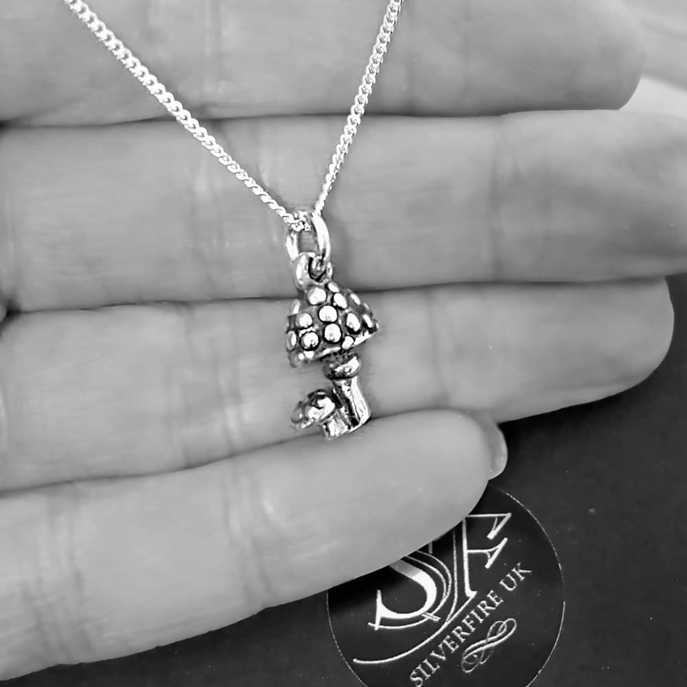 silver toadstool necklace, magical enchated jewelelry