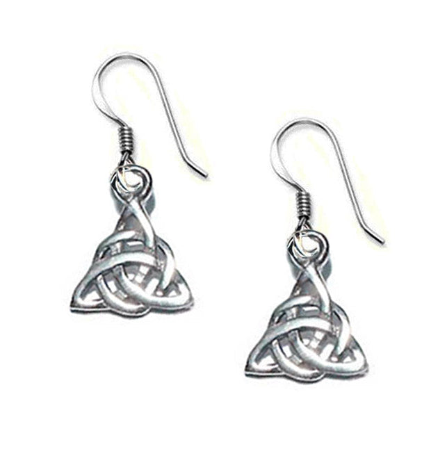 Sterling Silver Triquetra Trinity Knot Dangle Earrings 