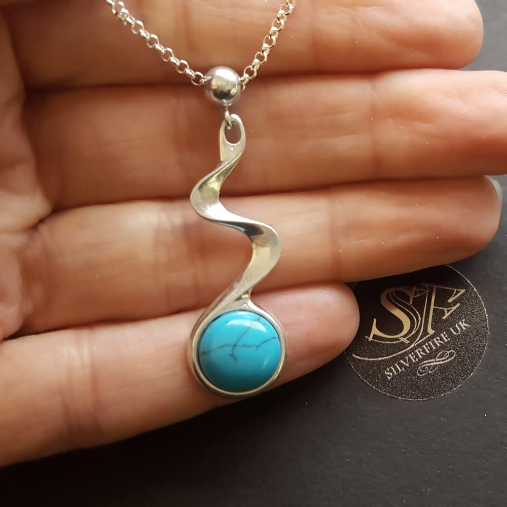 Sterling Silver Turquoise Small Disc Pendant | The Opal