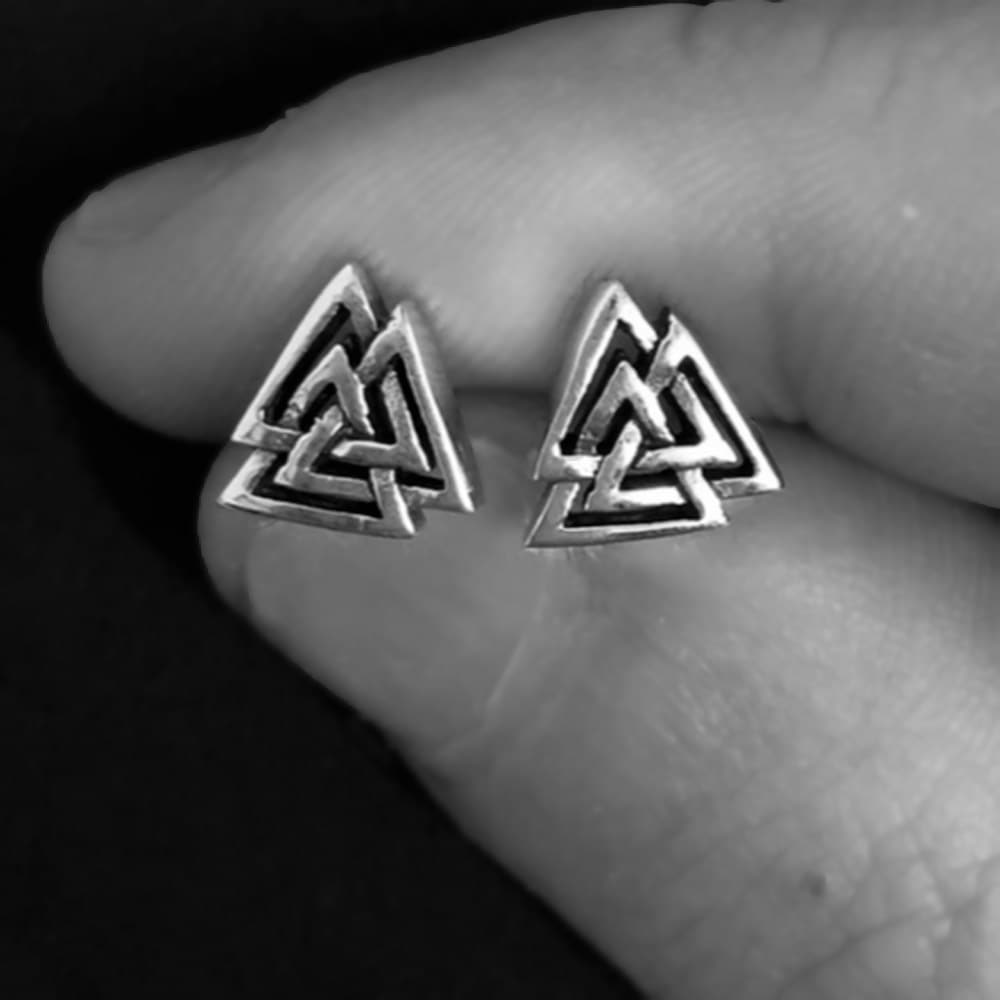 valknut celtic  earrings mens  viking jewellery 