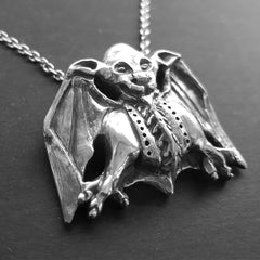 Westminster Gothic Bat Gargoyle Necklace, Solid Silver, Handmade