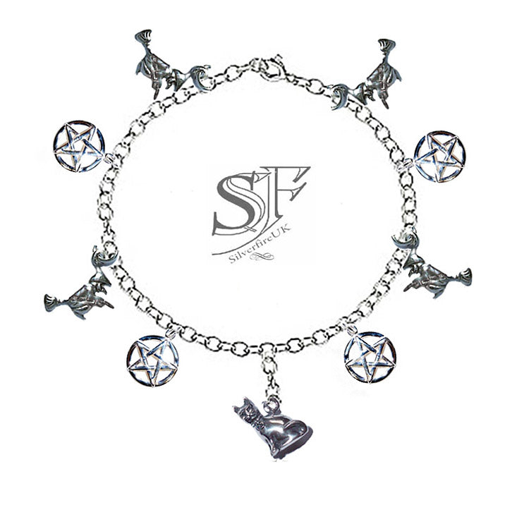 Sterling Silver Pagan Witchy Charm Bracelet – Realm of the Witch