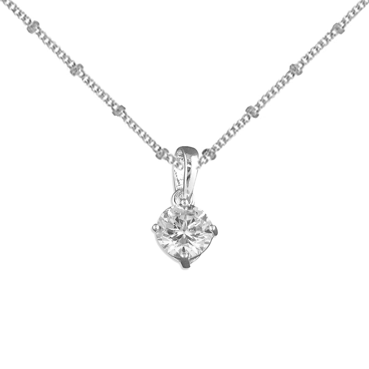satelte necklace with 7mm cubic zirconia, choker necklace adjustable 