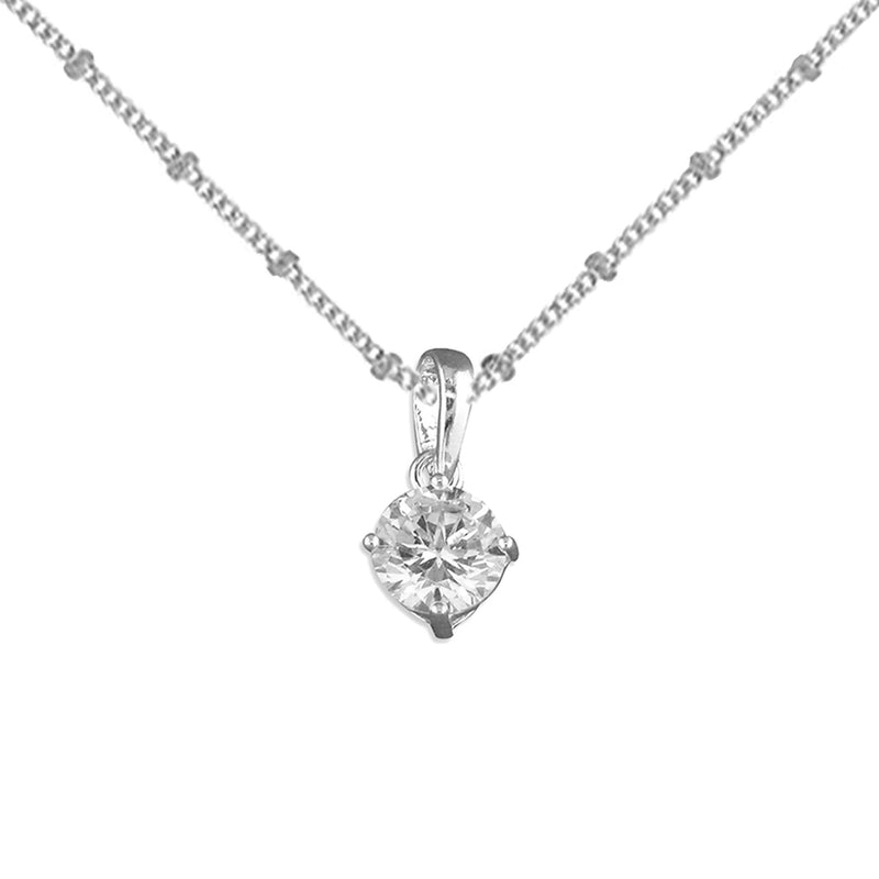 satelte necklace with 7mm cubic zirconia, choker necklace adjustable 